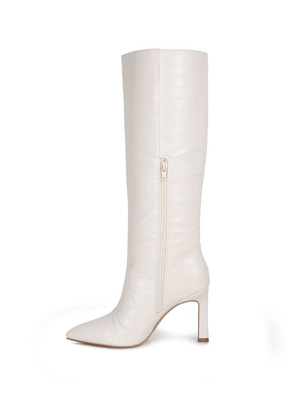 Fewocious Croc High Heel Calf Boots