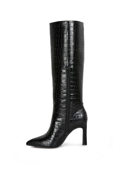 Fewocious Croc High Heel Calf Boots