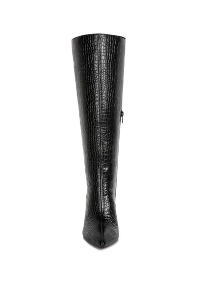 Fewocious Croc High Heel Calf Boots