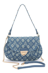 LA Jacquard Denim Fashion Shoulder Bag