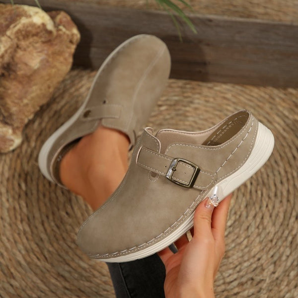 The Sassy Collection Buckle Accent Slip-Ons