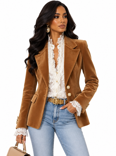 Single-Breasted Lapel Collar Blazer