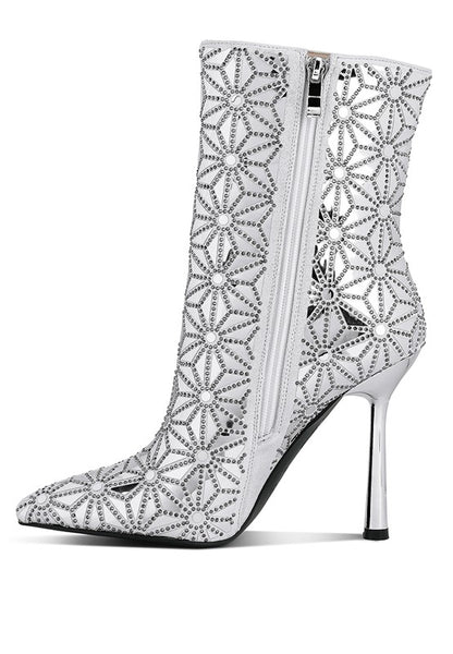 Precious Mirror Embellished High Ankle Boots