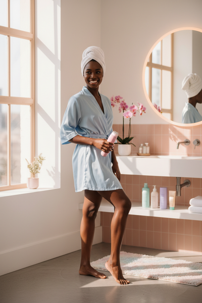 Confident Black woman with pink epilator