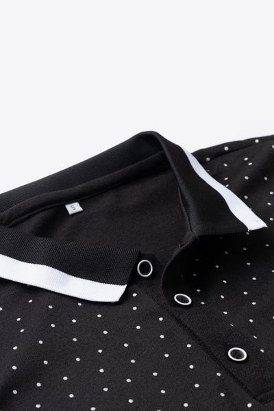 Half Button Contrast Short Sleeve Polo Shirt