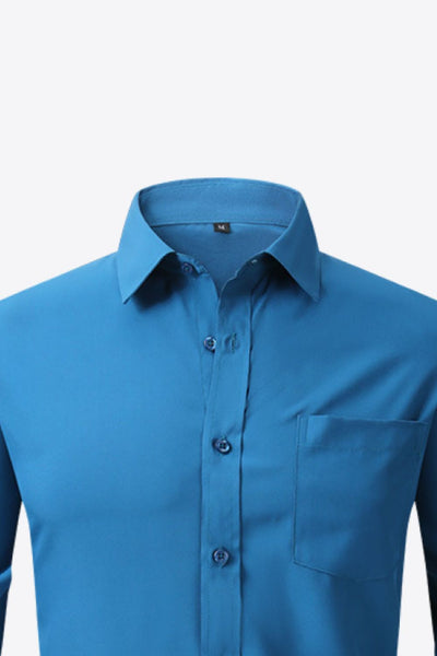 Collared Long-Sleeve Pocket Shirt