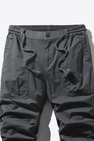 Drawstring Waist Cargo Joggers with Pockets
