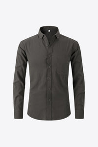 Buttoned Long-Sleeve Collared Shirt
