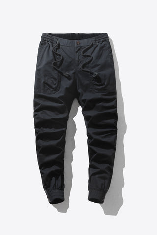 Drawstring Waist Cargo Joggers with Pockets