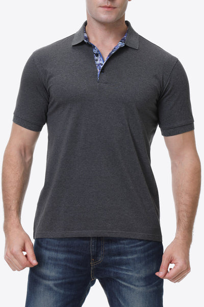 Quarter-Button Short Sleeve Polo Shirt