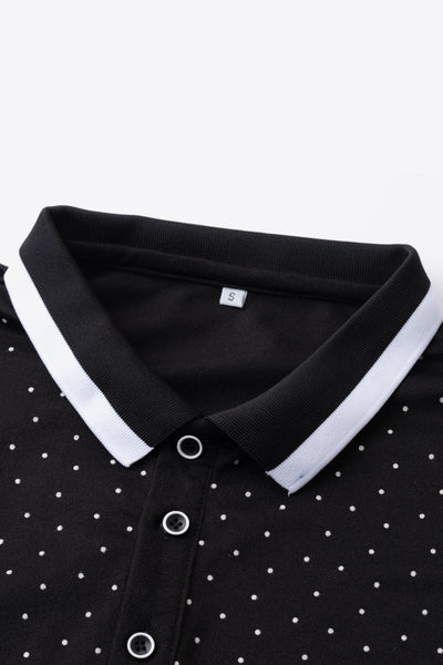 Half Button Contrast Short Sleeve Polo Shirt
