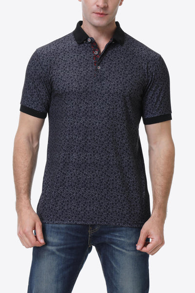 Printed Short-Sleeve Polo Shirt