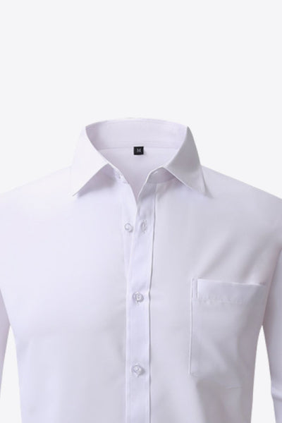 Button-Up Long Sleeve Pocket Collared Shirt