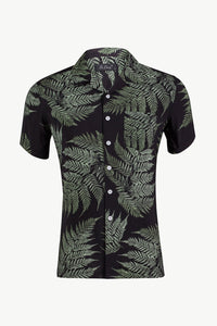 Botanical Pattern Button-Up Short Sleeve Shirt