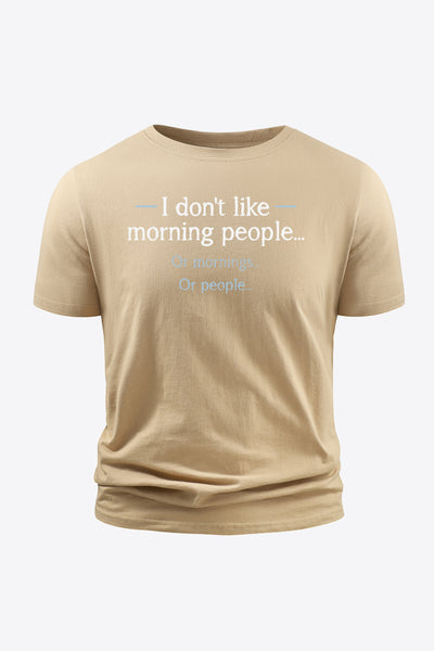 Slogan Graphic Round Neck Short Sleeve Tee
